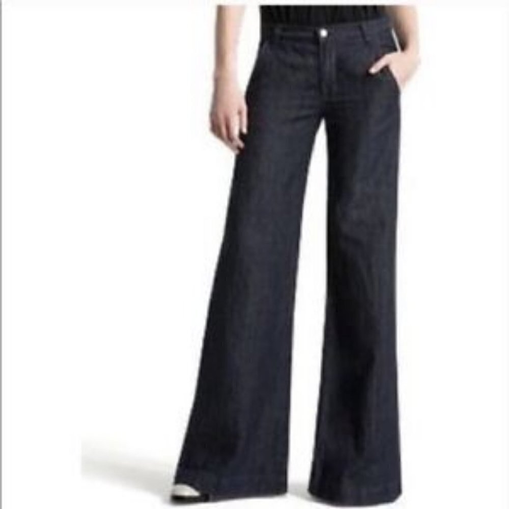 J Brand Super Wide Leg "Joplin" Palazzo Jeans - Linen / Cotton Blend